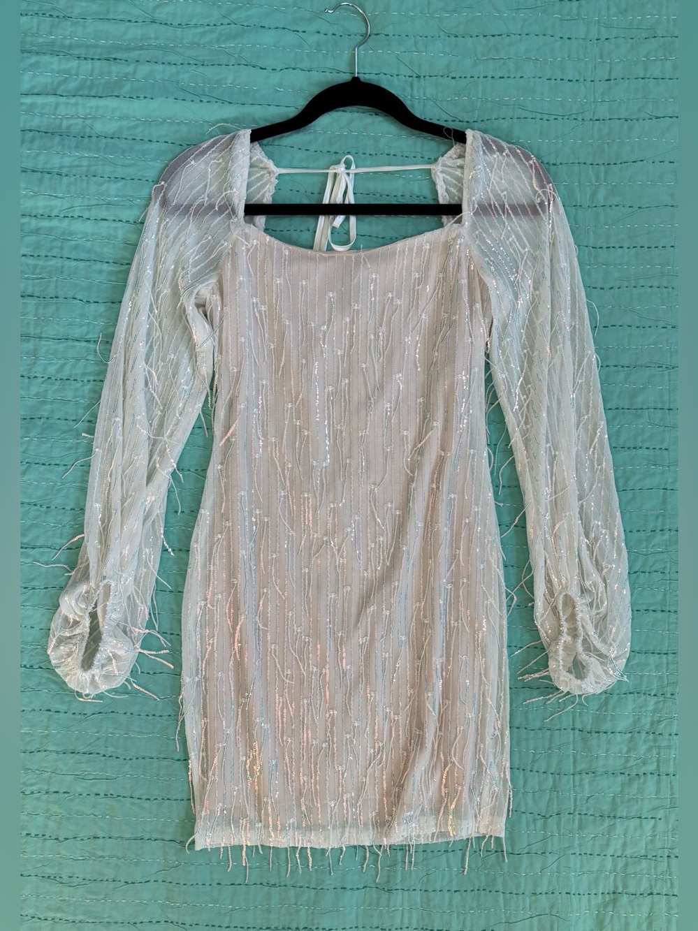 Speechless NWT Iridescent Fringe Mini Dress Long Sleeve Size 7 Party Dress